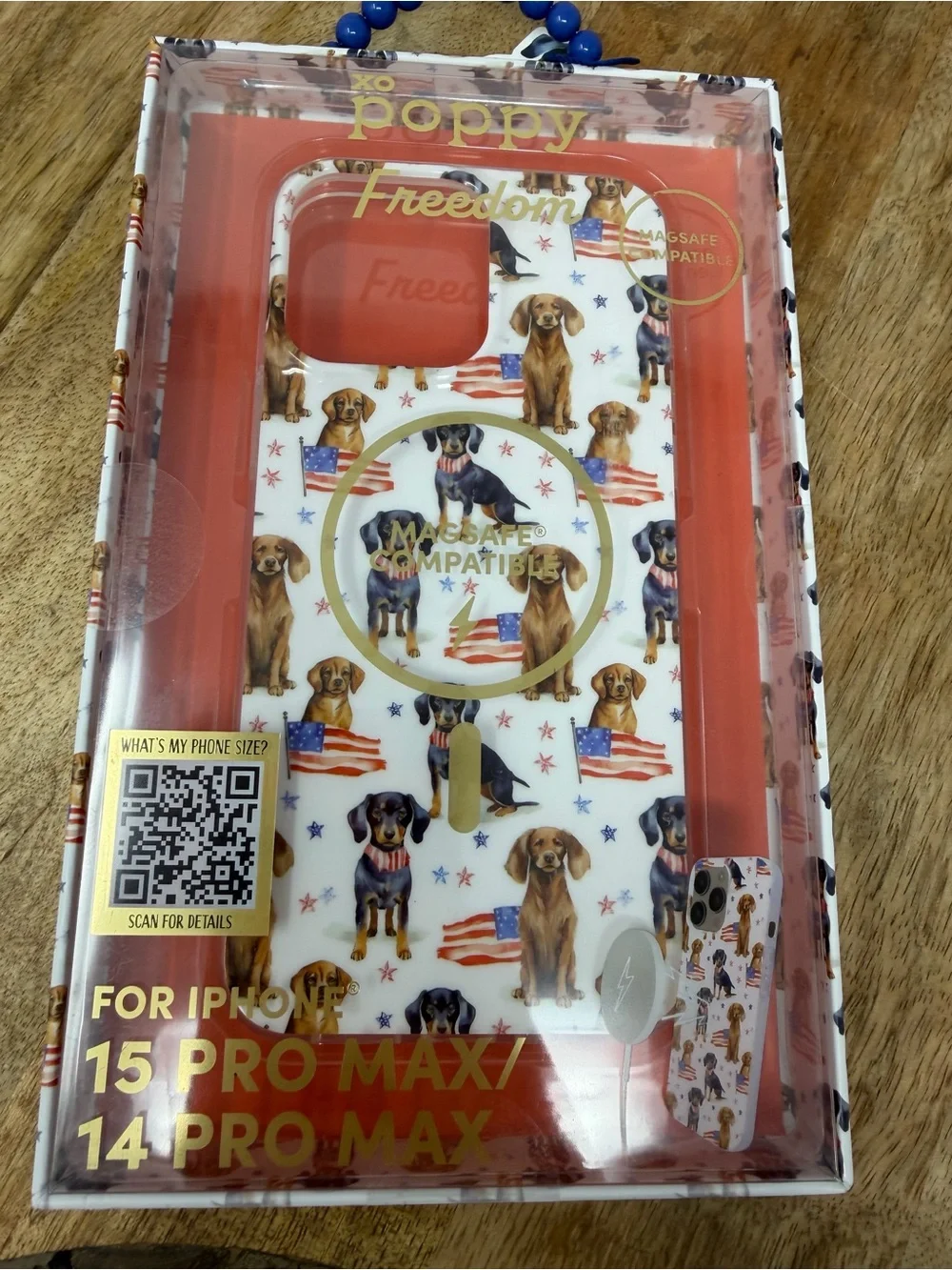 XO Poppy Freedom Patriotic Dachshund MagSafe iPhone Case 14 Pro Max 15 Pro Max